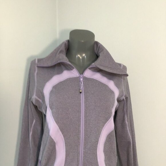 Lululemon Stride Jacket Brushed Lilac Heathered Coal Wee Stripe/Lilac Size 8 - Picture 2 of 13